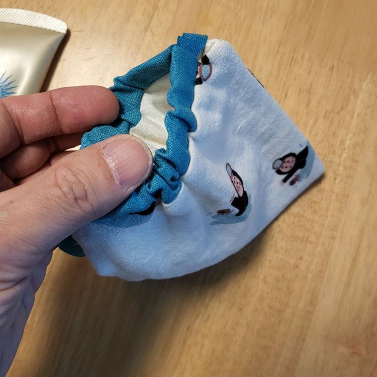 귀여운 해녀 캐릭터가 그려진 복주머니 파우치. 다미사용--2