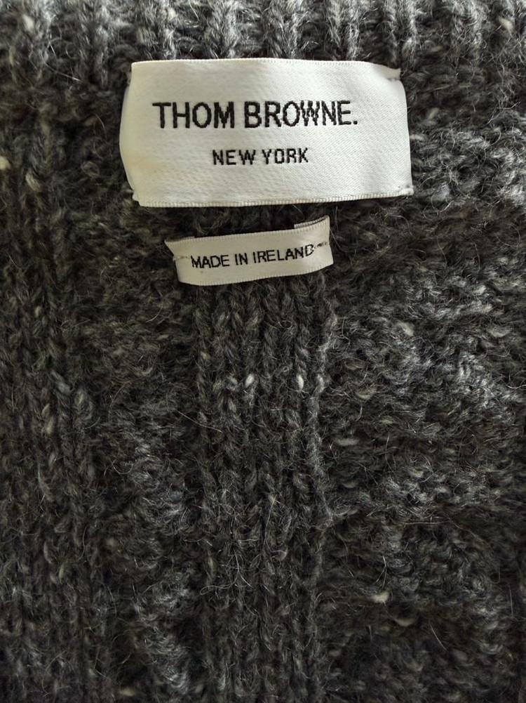 톰브라운 정품 삼선 아란 케이블 민소매니트--3
