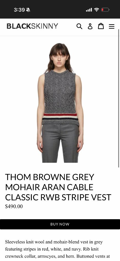 톰브라운 정품 삼선 아란 케이블 민소매니트--7