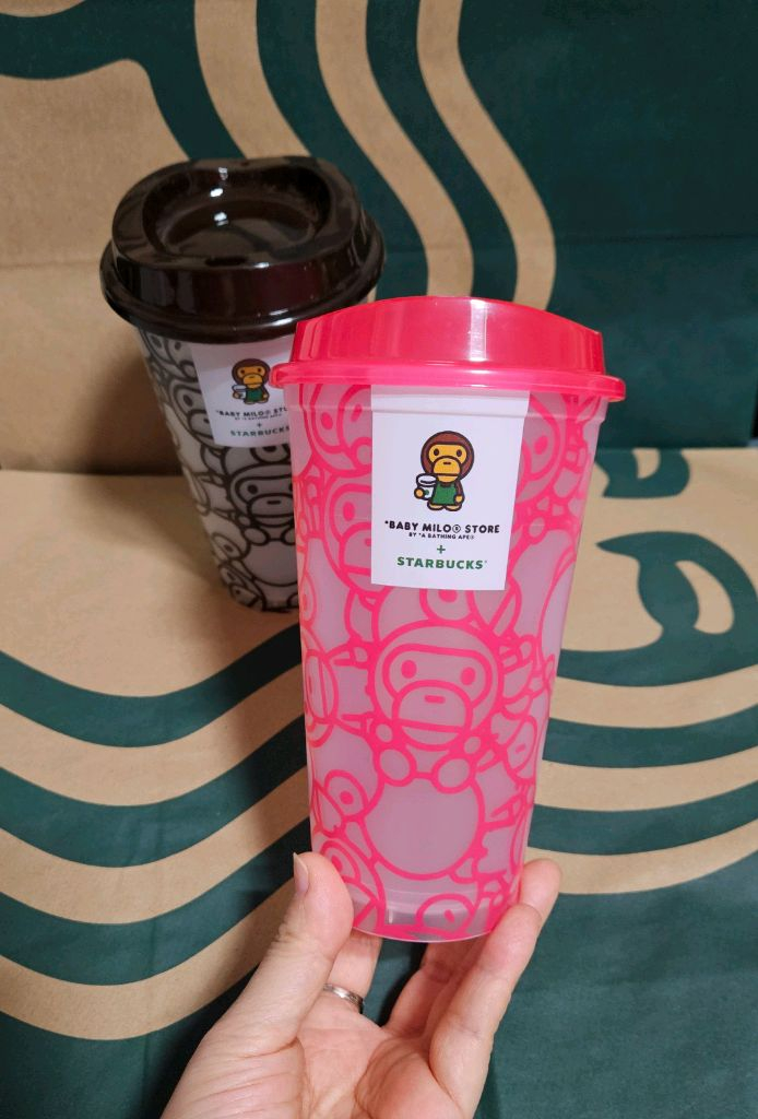 1종선택]스타벅스 베이프 베이비 마일로 리유저블컵 473ml 브라운, 핑크 텀블러--3