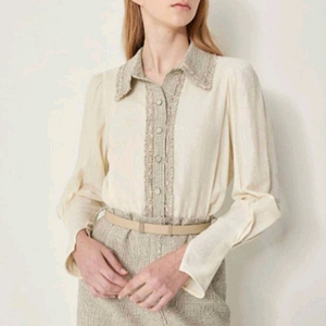 시스템 벨티드 텍스처블록 트위드 원피스 55사이즈