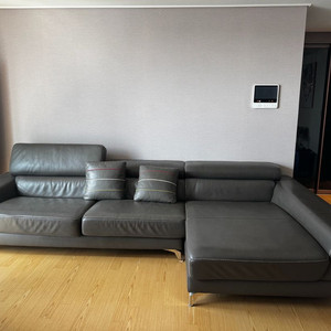 천연가죽 L자 소파