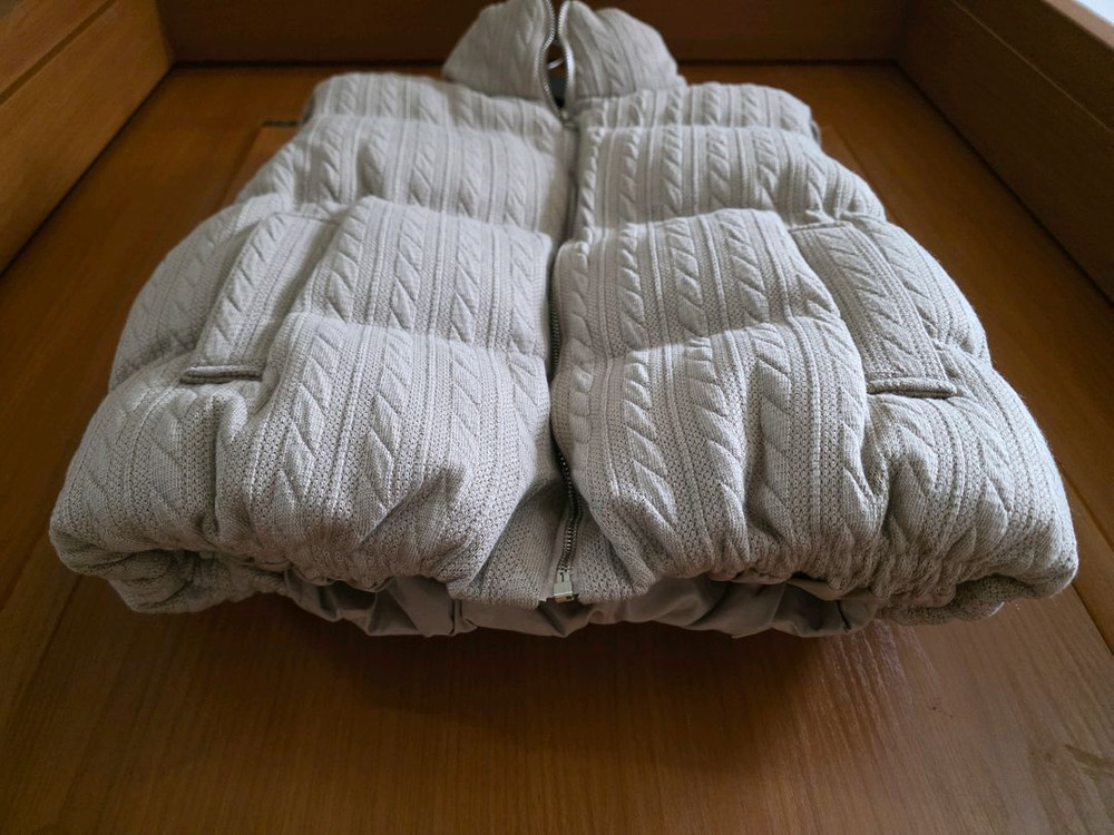 (새상품) 웰론 헤링본 니트 재질 베이지 패딩조끼(따뜻해요)--6