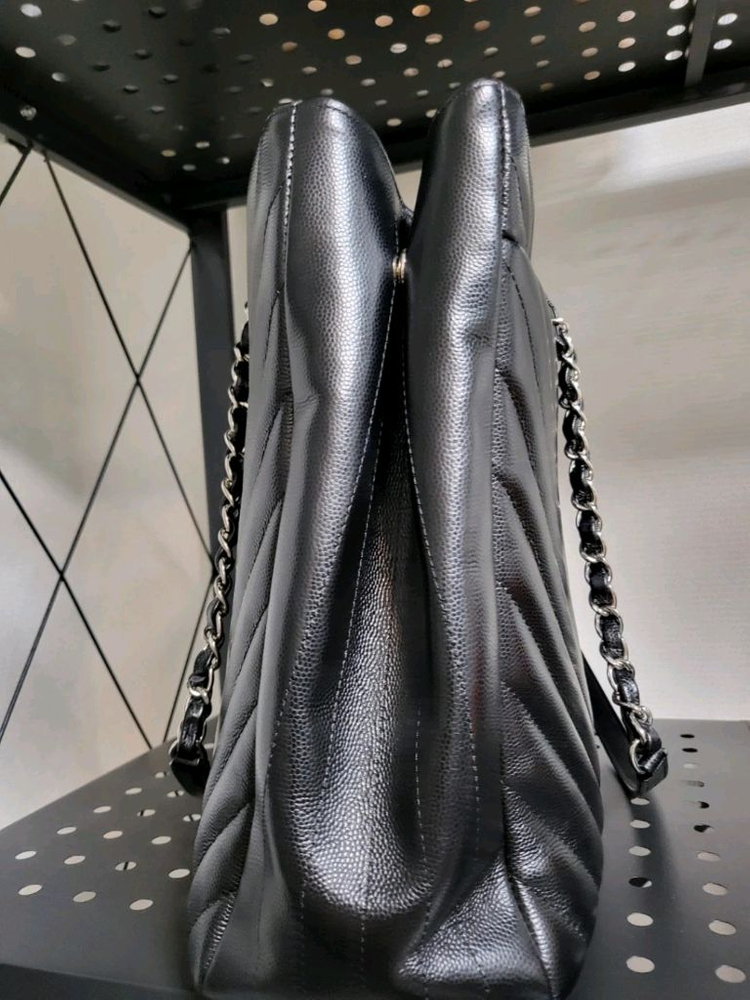 정품 샤넬 캐비어 쉐브론 체인 숄더백--2