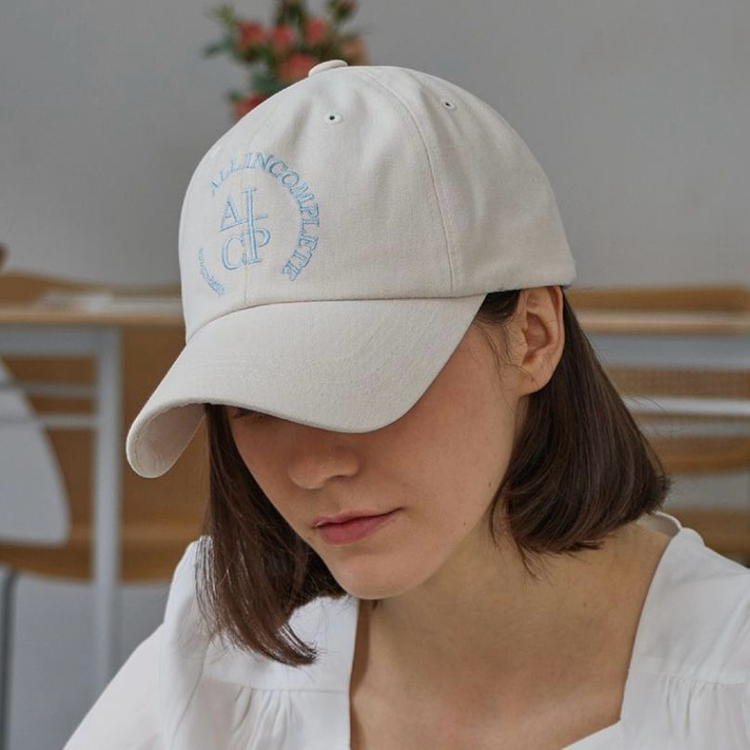 올인컴플리트 라운드 로고 볼캡/모자 크림베이지--2