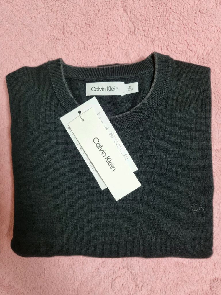 Calvin Klein 캘빈클라인 CK 피마코튼 라운드 블랙 니트 M사이즈 국내 105사이즈 판매합니다~!--3