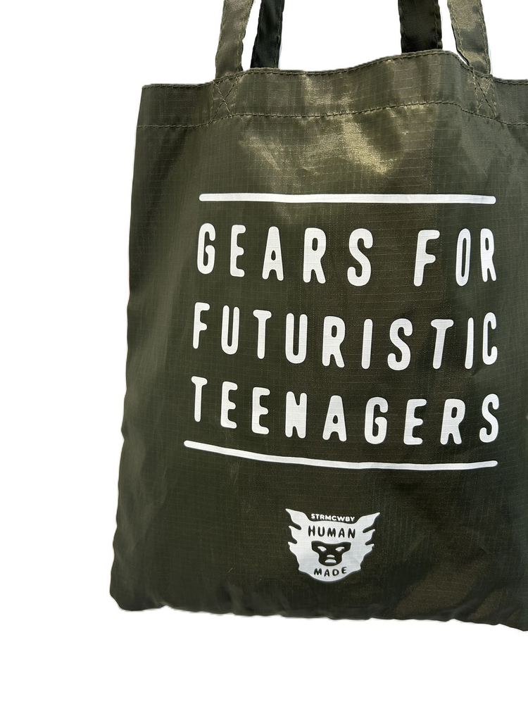 휴먼 메이드 하트 로고 토트백 올리브 드랩--2