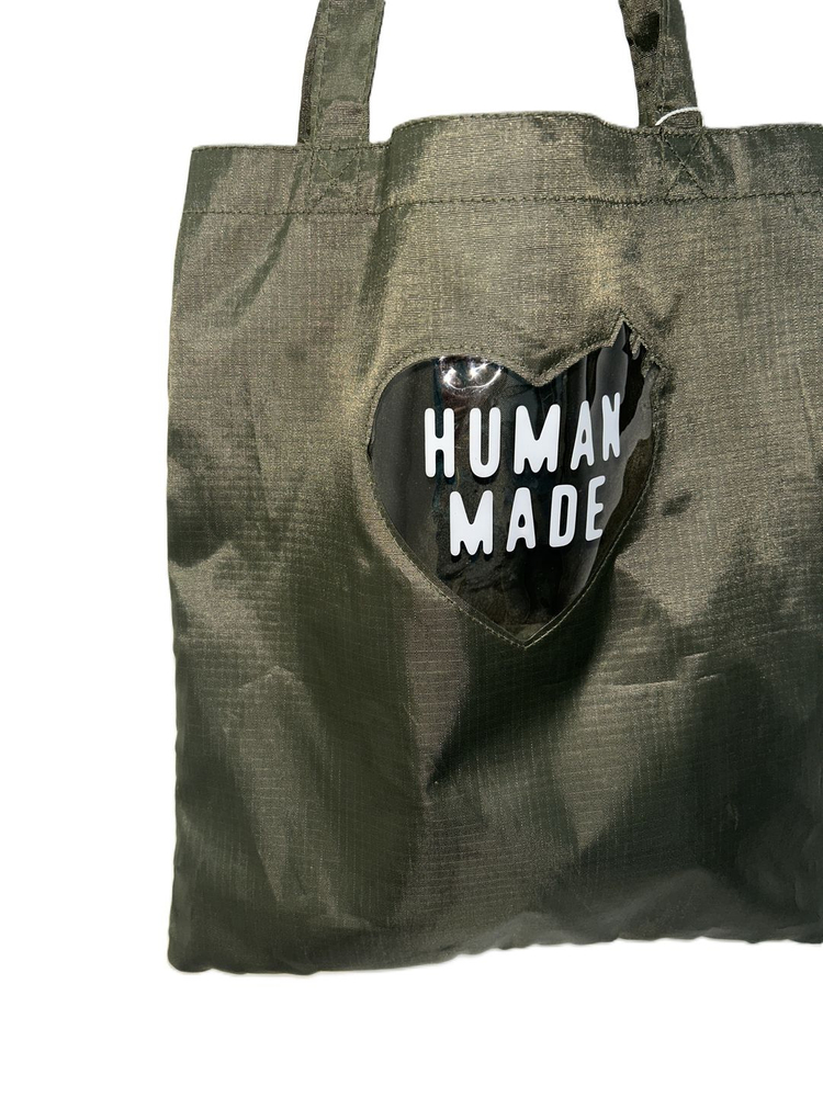휴먼 메이드 하트 로고 토트백 올리브 드랩--4