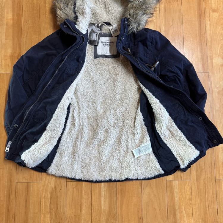 아베크롬비 여성 토글 양털 숏코트 네이비 M--6