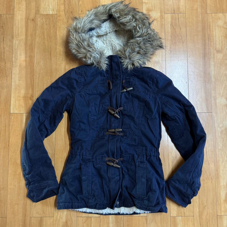 아베크롬비 여성 토글 양털 숏코트 네이비 M--5