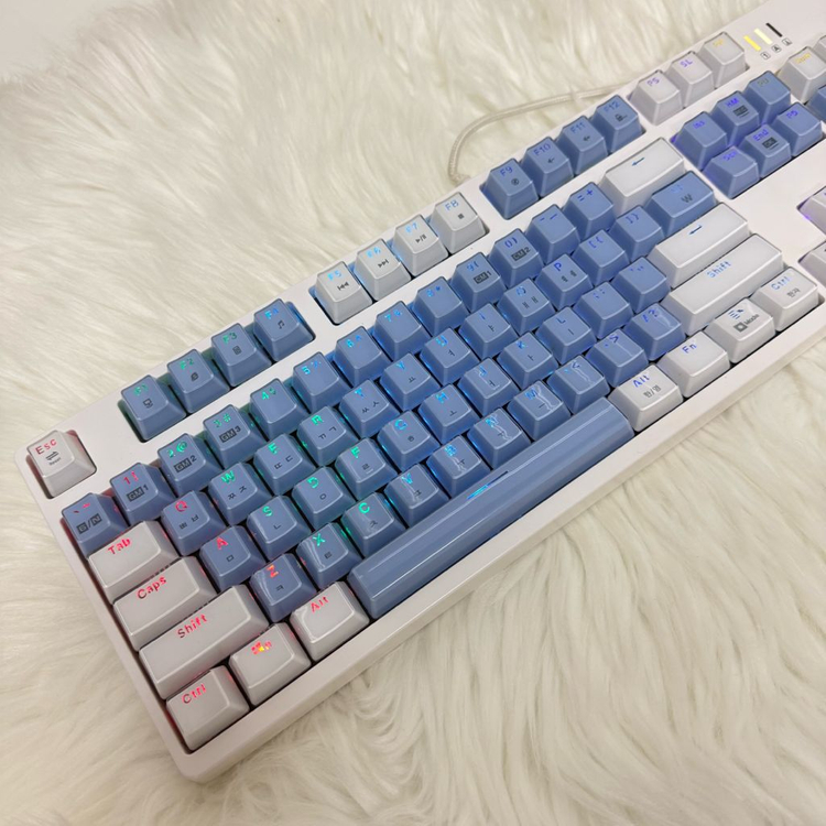 앱코 해커K8200파스텔 블루 크리스탈키캡 게이밍키보드--3