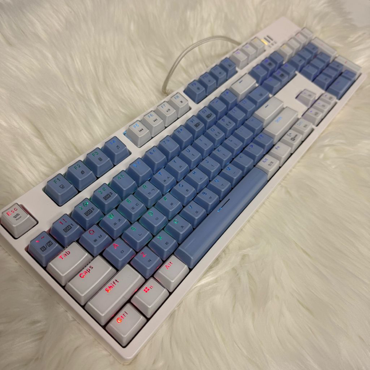 앱코 해커K8200파스텔 블루 크리스탈키캡 게이밍키보드--5