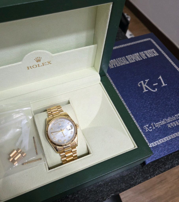 로렉스 118238 데이데이트 진주자개판 18k 금통--5