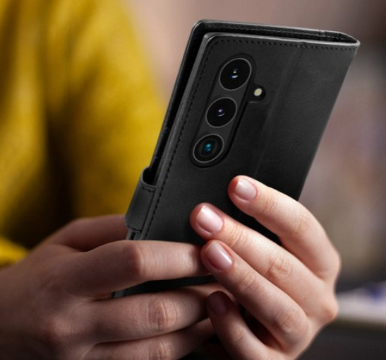 갤럭시 S26 휴대폰 케이스 가죽 다이어리 카드수납 지갑 블랙 이미지