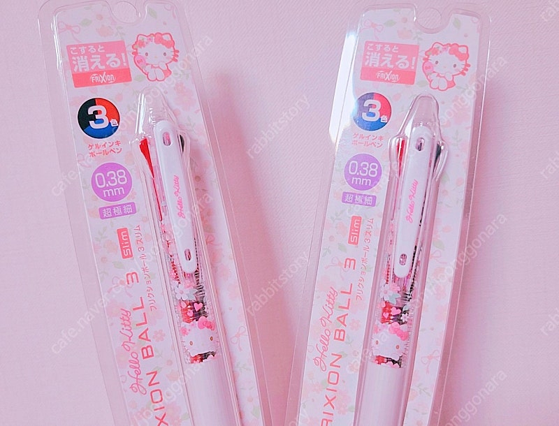 산리오 프릭션 지워지는 3색 볼펜 키티 투명 볼펜 플라워 프릭션 0.38--6