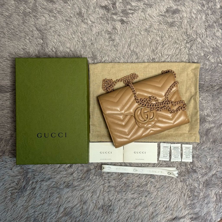 [풀구성] 구찌 GG 마몬트 마틀라세 미니 체인백 핑크베이지--8