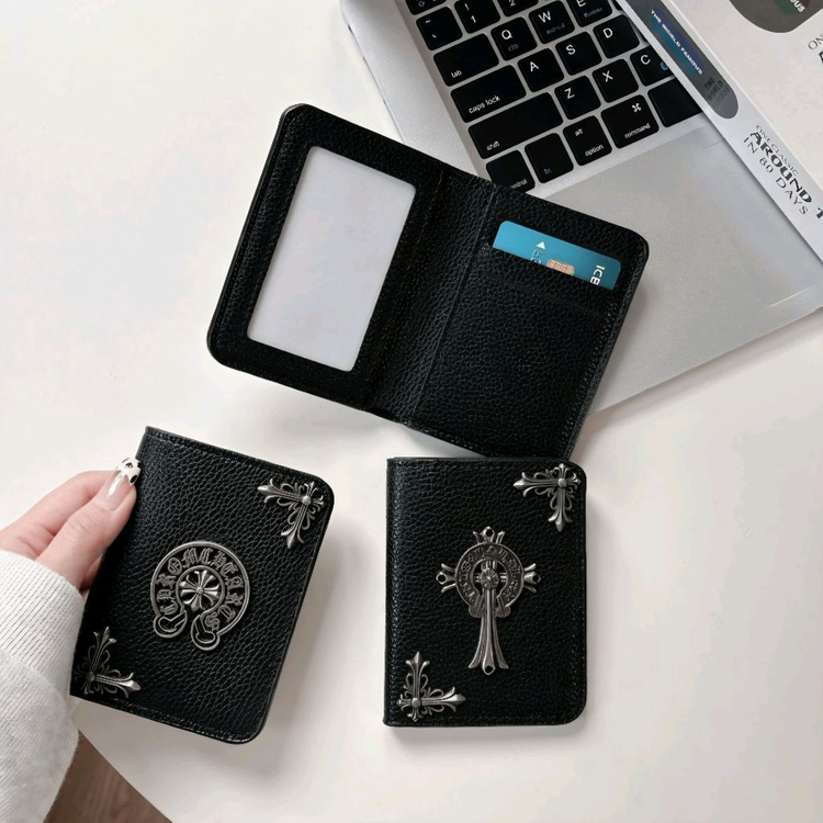 크롬 복고가죽 반지갑 접이식지갑<남여공용>NO.3 이미지