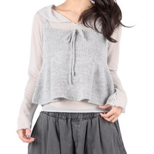 니트 뷔스티에 + 시스루 블라우스 세트