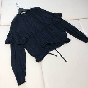 TIME 타임 21년 인견 아일렛 레이스 리본 블라우스 결혼식 하객룩