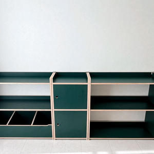 JD홈드레싱 교구장+도어장+선반장+마감장 2단 세트 그린 판매 이미지