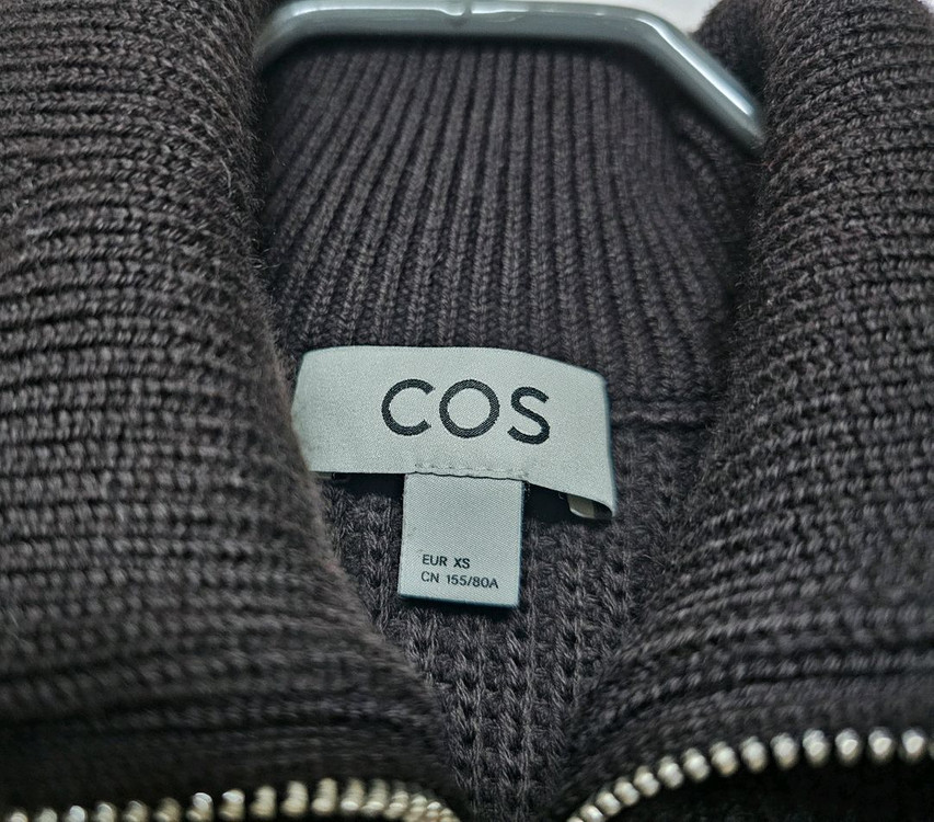 COS 코스 울 혼방 하프집업 다크브라운--4