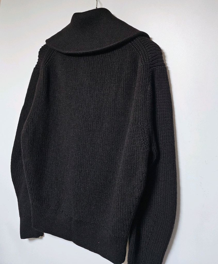 COS 코스 울 혼방 하프집업 다크브라운--7