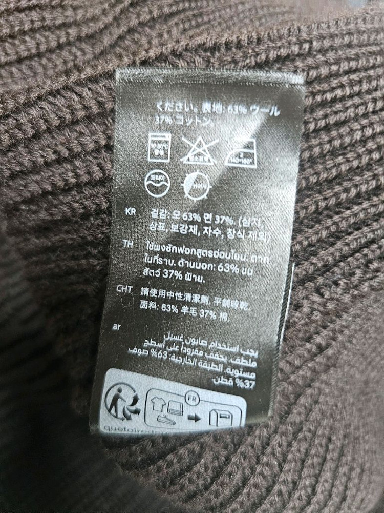 COS 코스 울 혼방 하프집업 다크브라운--9