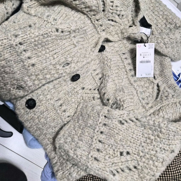 자라 여성 청키 니트 가디건 새상품 국자라 6771 133--1