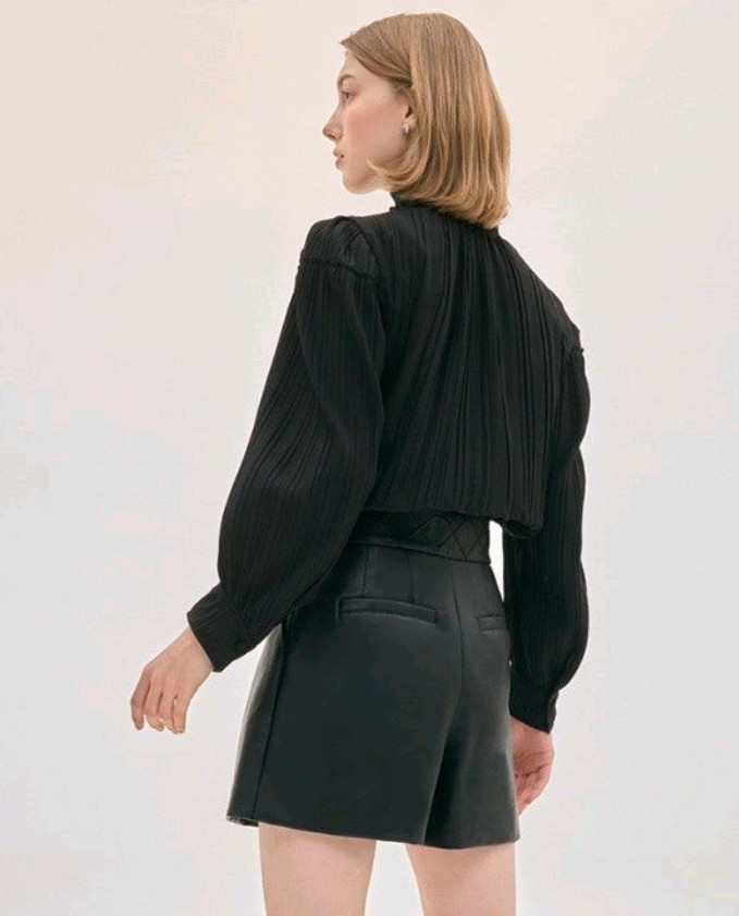 오브제 플리츠 러플 블라우스--1