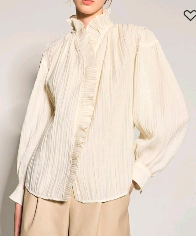 오브제 플리츠 러플 블라우스--2