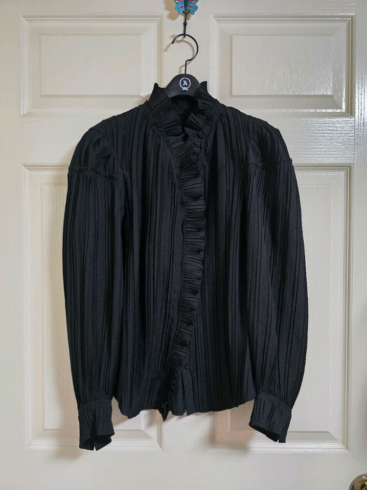 오브제 플리츠 러플 블라우스--3