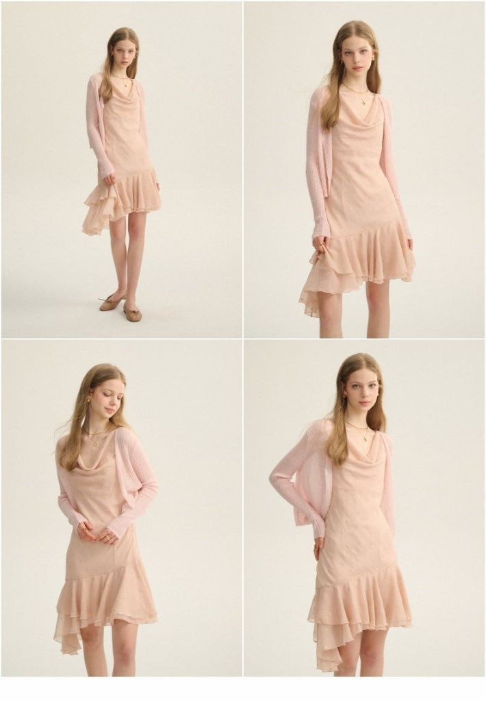 S사이즈) 신스덴 언발란스 스타 미니원피스 쉬폰미니원피스 휴양지드레스--4