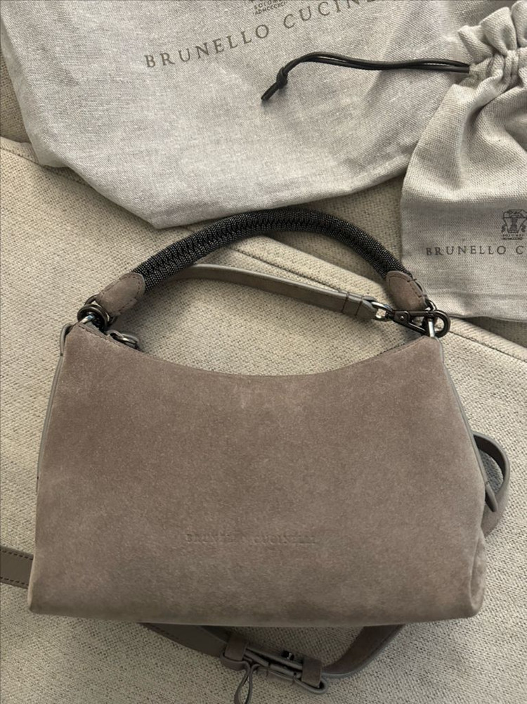 더스트백)브루넬로 쿠치넬리 모닐리 스웨이드 핸들 토트--3