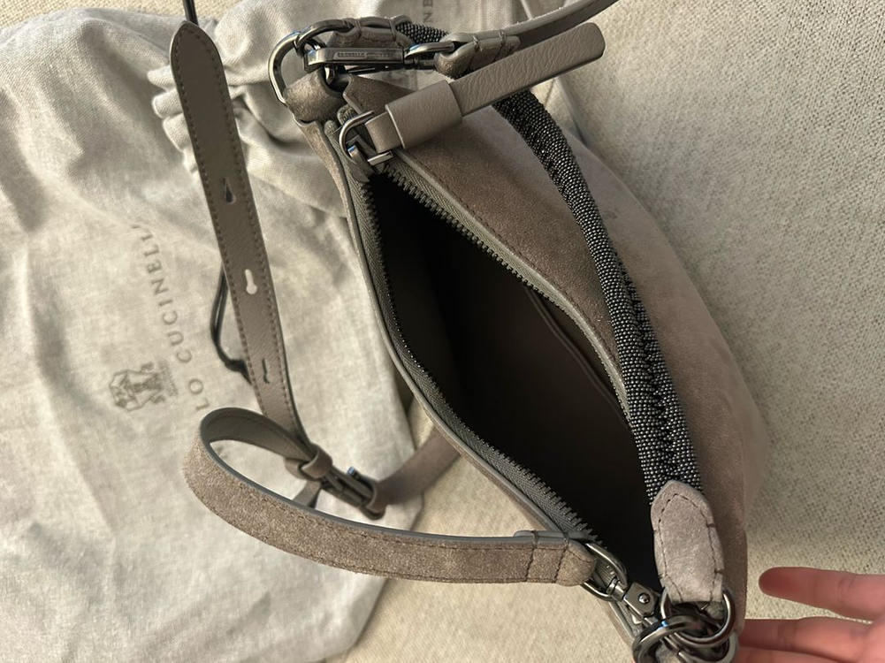 더스트백)브루넬로 쿠치넬리 모닐리 스웨이드 핸들 토트--5