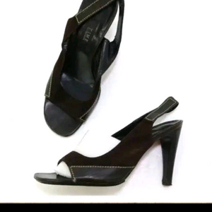 235)TIME 타임 스웨이드&가죽 슬링백 힐샌들 구두 이미지