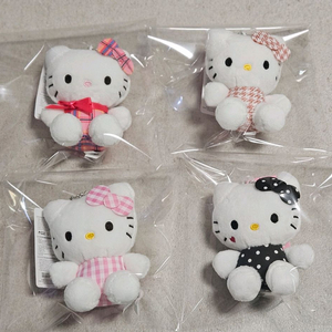 산리오 키티인형키링8cm 도트하트 하운드체크키티