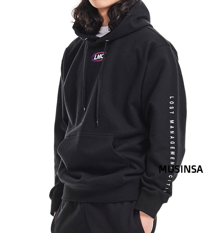 [새상품] LMC GLOW EMB HOODIE black / 엘엠씨 후드티 검정색 검은색 블랙 로고 자수 빈티지 이미지