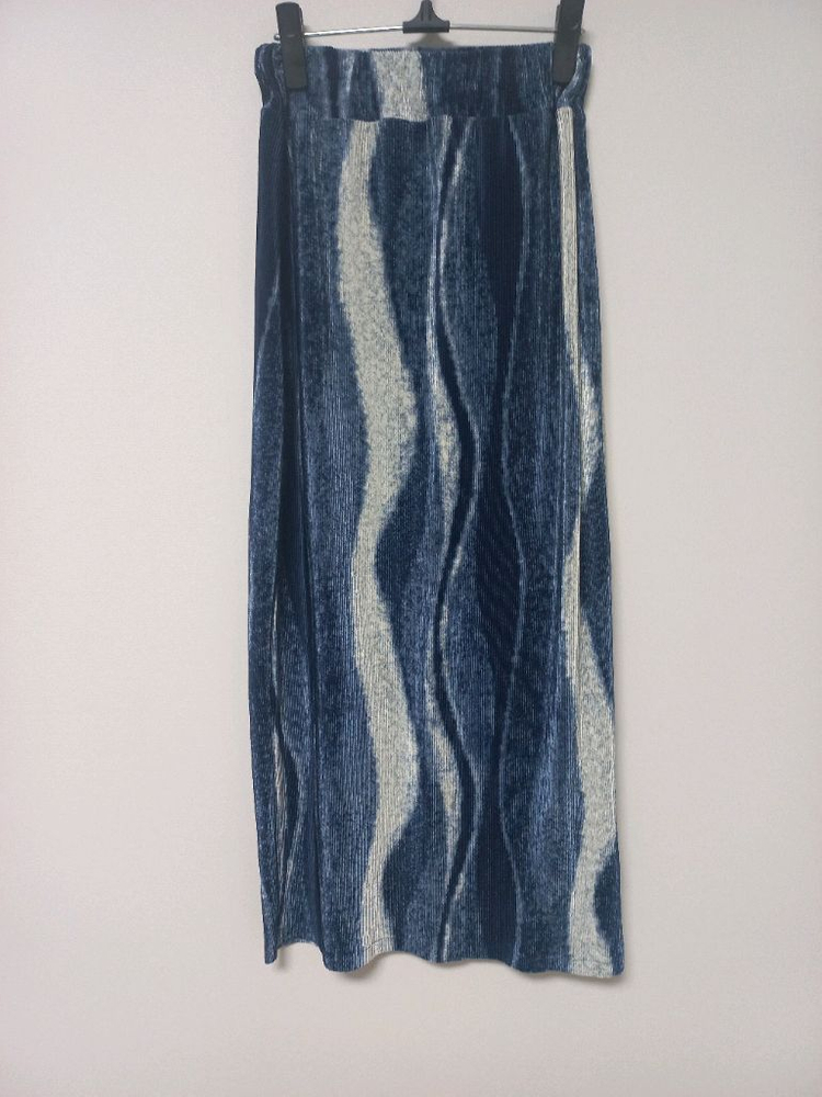 물결나염 H라인 플리츠스커트 (프리사이즈)--5