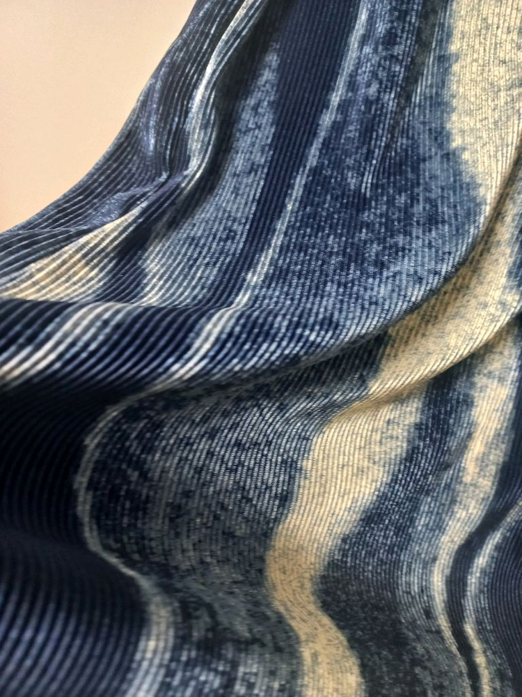 물결나염 H라인 플리츠스커트 (프리사이즈)--7