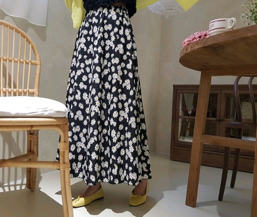 플라워 데이지 롱스커트(프리사이즈)--2