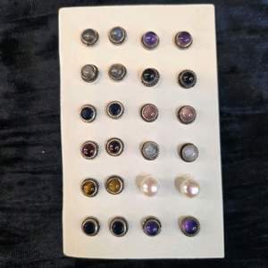 원석 은 귀걸이