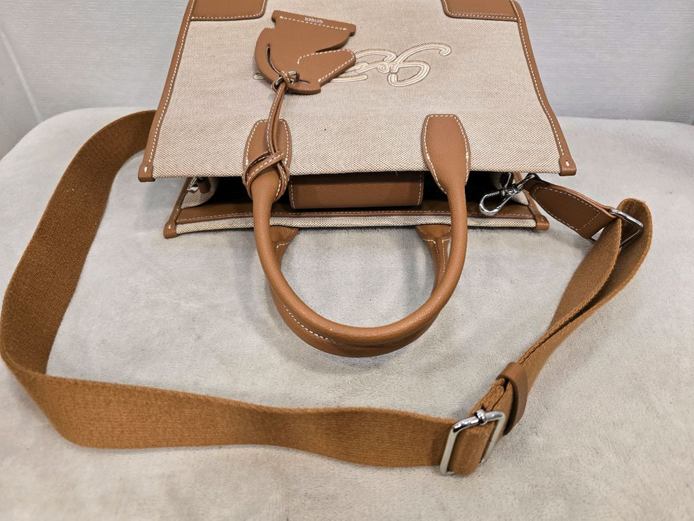 가이거 런던 캔버스 소가죽 토트백 숄더백 크로스백 아이보리--5