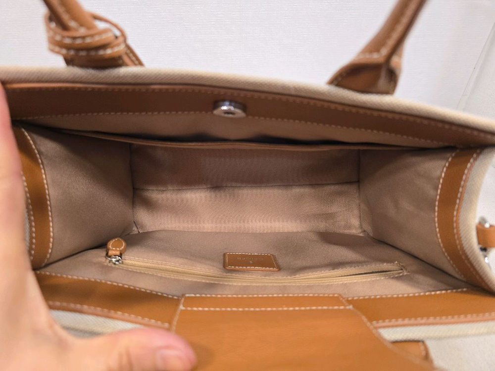 가이거 런던 캔버스 소가죽 토트백 숄더백 크로스백 아이보리--8