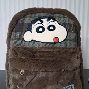 짱구 미니 털 백팩 가방 브라운 새상품 이미지