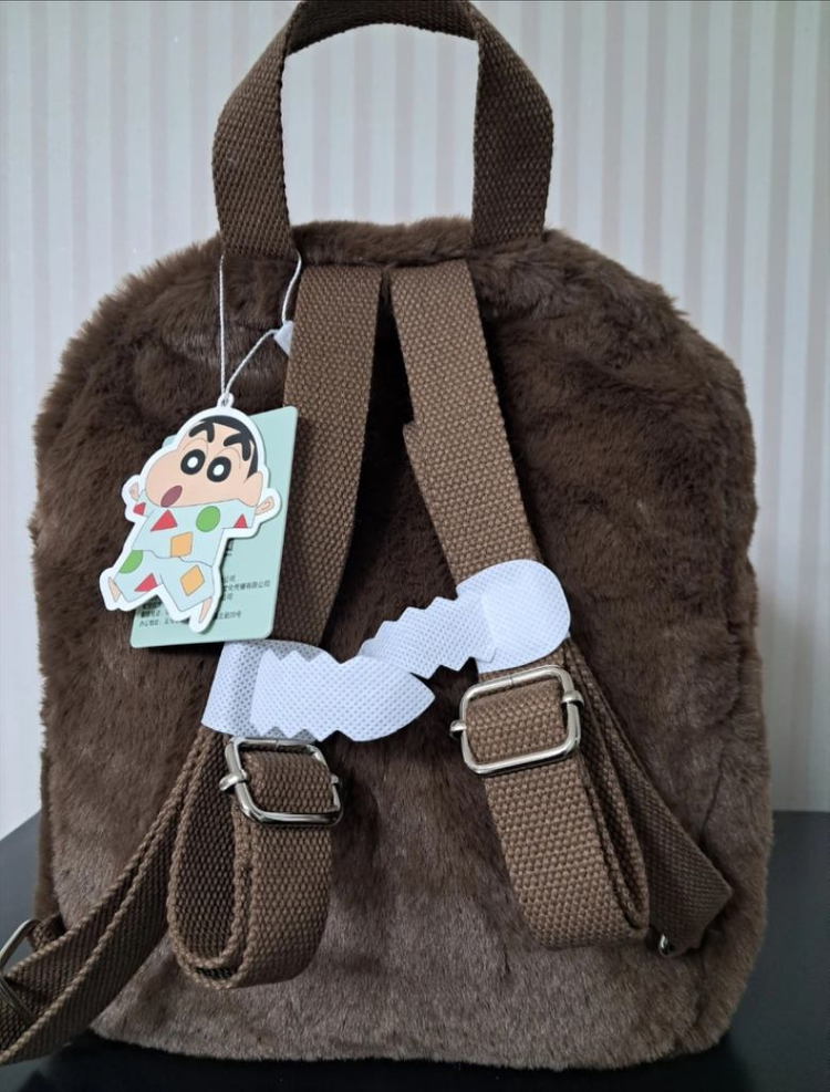 짱구 미니 털 백팩 가방 브라운 새상품 이미지