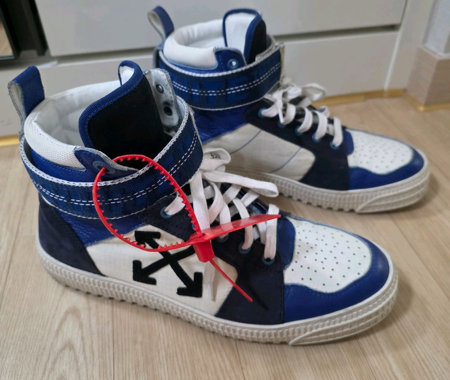 오프화이트(Off-White) 인더스트리얼 패널 립스탑 스웨이드 가죽 하이탑 스니커즈 블루 42 이미지