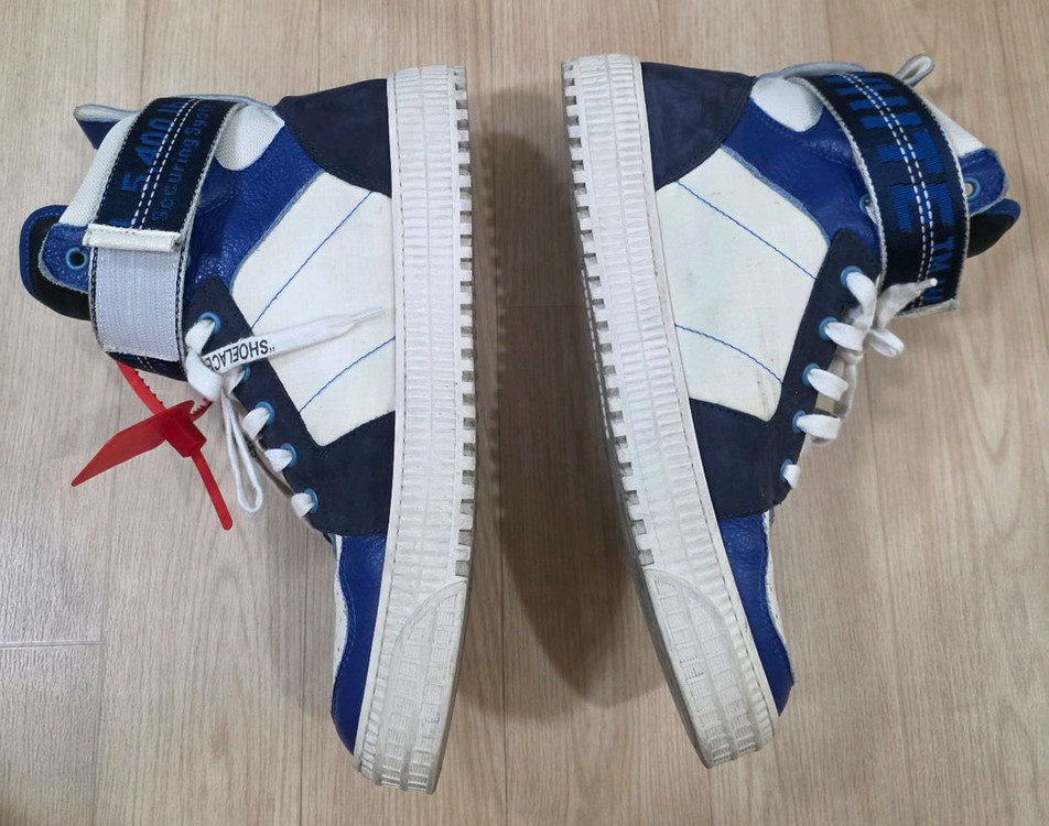 오프화이트(Off-White) 인더스트리얼 패널 립스탑 스웨이드 가죽 하이탑 스니커즈 블루 42 이미지