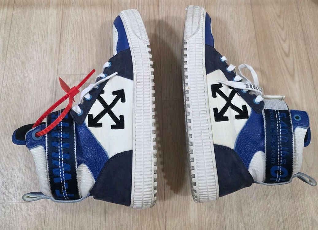 오프화이트(Off-White) 인더스트리얼 패널 립스탑 스웨이드 가죽 하이탑 스니커즈 블루 42 이미지