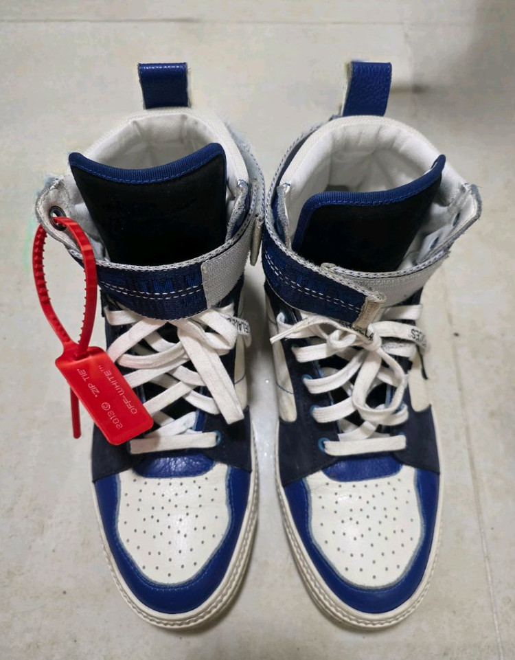 오프화이트(Off-White) 인더스트리얼 패널 립스탑 스웨이드 가죽 하이탑 스니커즈 블루 42 이미지