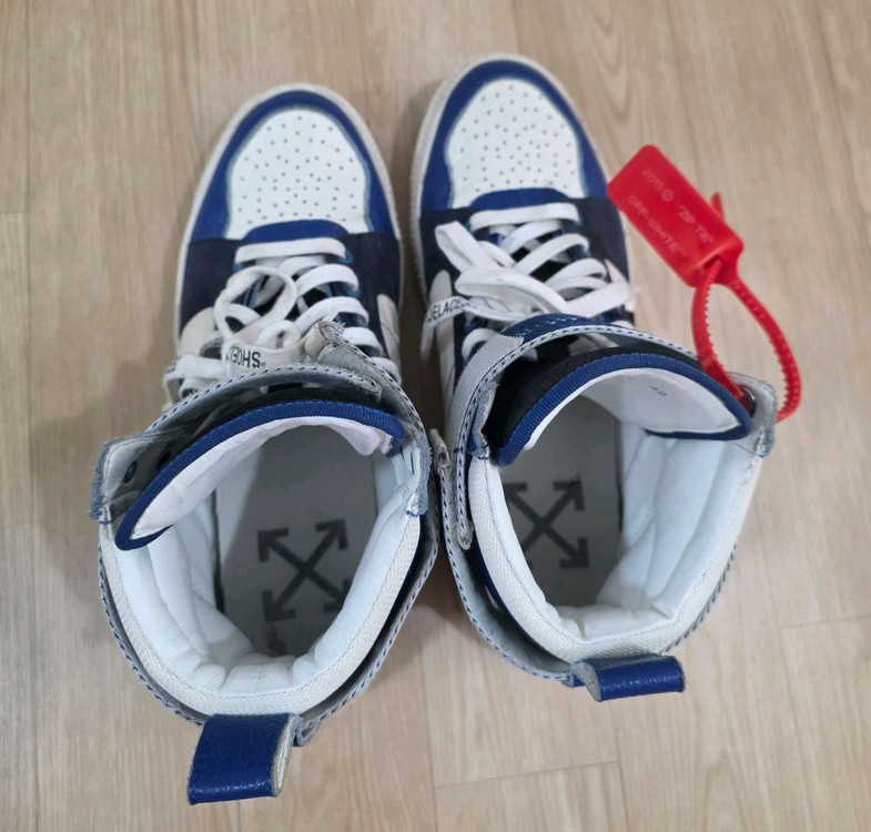 오프화이트(Off-White) 인더스트리얼 패널 립스탑 스웨이드 가죽 하이탑 스니커즈 블루 42 이미지